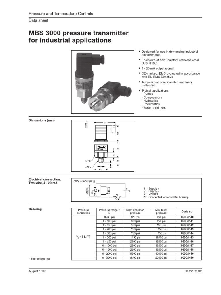 Danfoss Mbs 3000 PDF Hertz Compatibility
