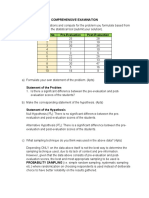 Compre Exam T Test Statistics