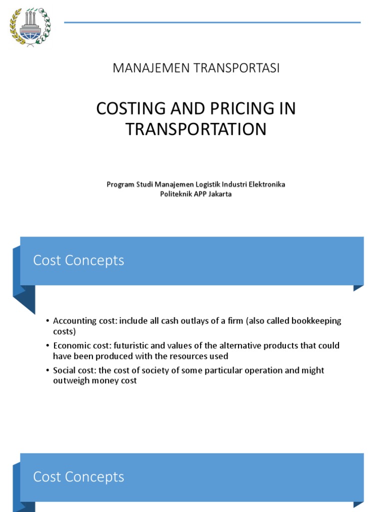 P3 Costing And Pricing In Transportation Pdf Monopoly Pricing