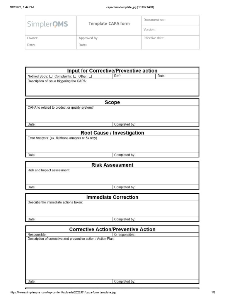 Capa Form Template PDF
