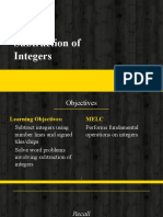 Subtraction of Integers