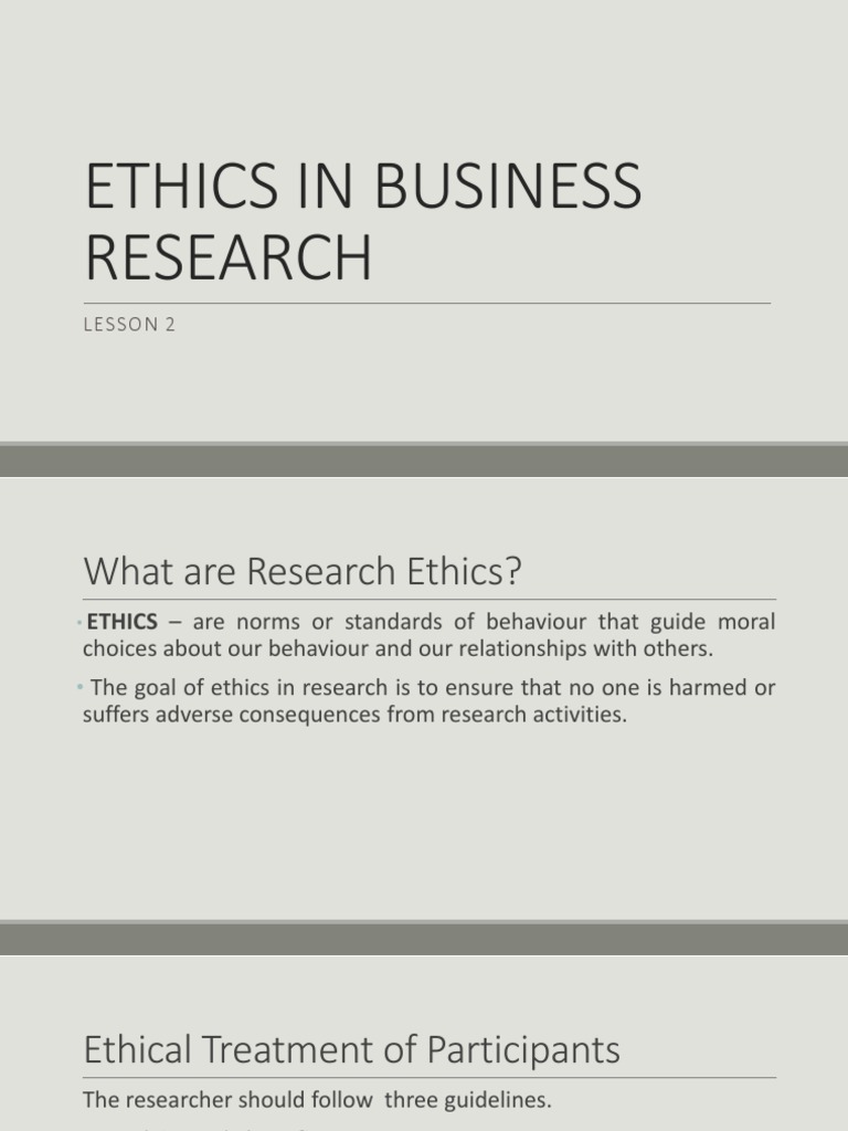 Ethics in Business Research PDF Informed Consent Applied Ethics