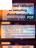 Mean and Variance of Sampling Distribution of Sample Means