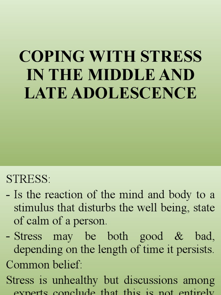 Coping With Stress in The Middle and Late | PDF | Stress (Biology ...
