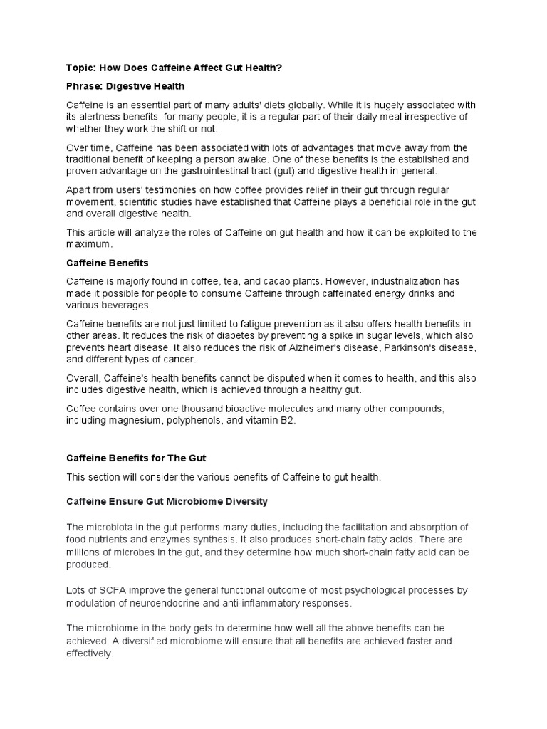 How Does Caffeine Affect Gut Health PDF Caffeine Gastrointestinal