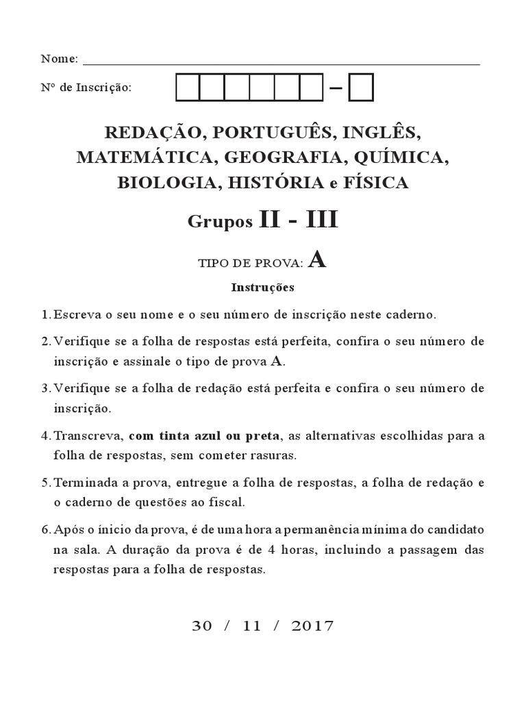 Prova Tipo A: Instruções e Redação sobre Refugiados | PDF | Solo | Química