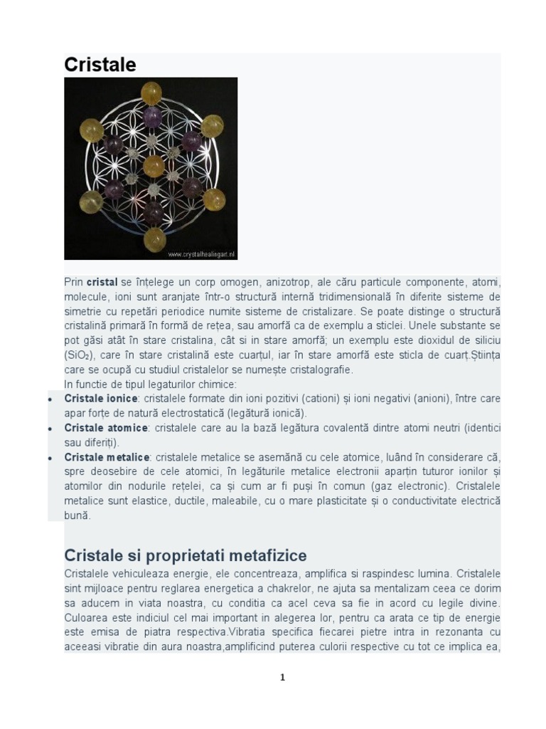 Cristale Proprietati Si Beneficii | PDF