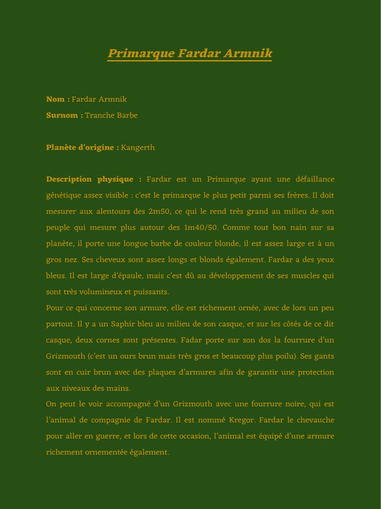 Primarque Fardar Armnik, le Tranche Barbe | PDF | Droit | Jeunes adultes