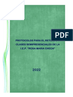 Protocolos para El Retorno A Clases Semipresenciales en La I.E.P. Rosa Maria Checa - 2022 Actual 2