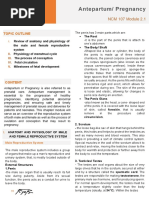 MODULE 2.1 Antepartum - Pregnancy NURSING NOTES