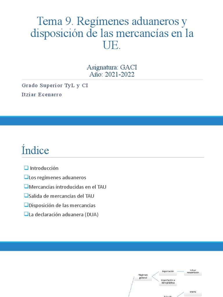 Tema 9. Regímenes Aduaneros | PDF | aduana | Arancel