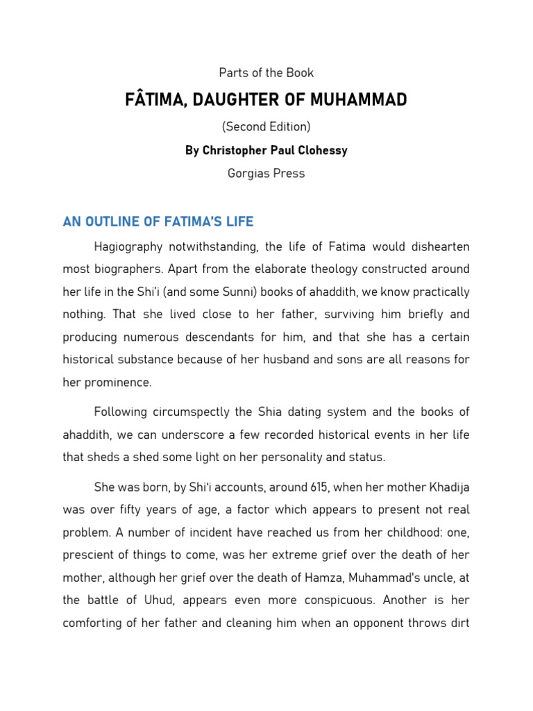 Fatima Daughter Of Muhammad Selected Parts Pdf Ali Muhammad