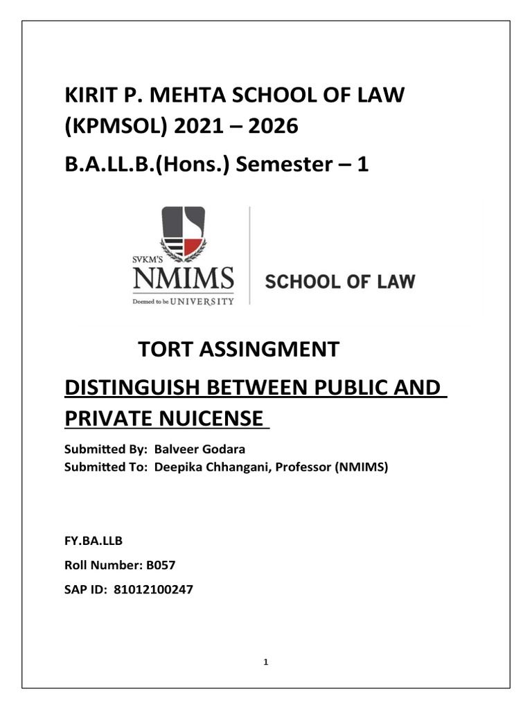 Tort Pdf Nuisance Tort