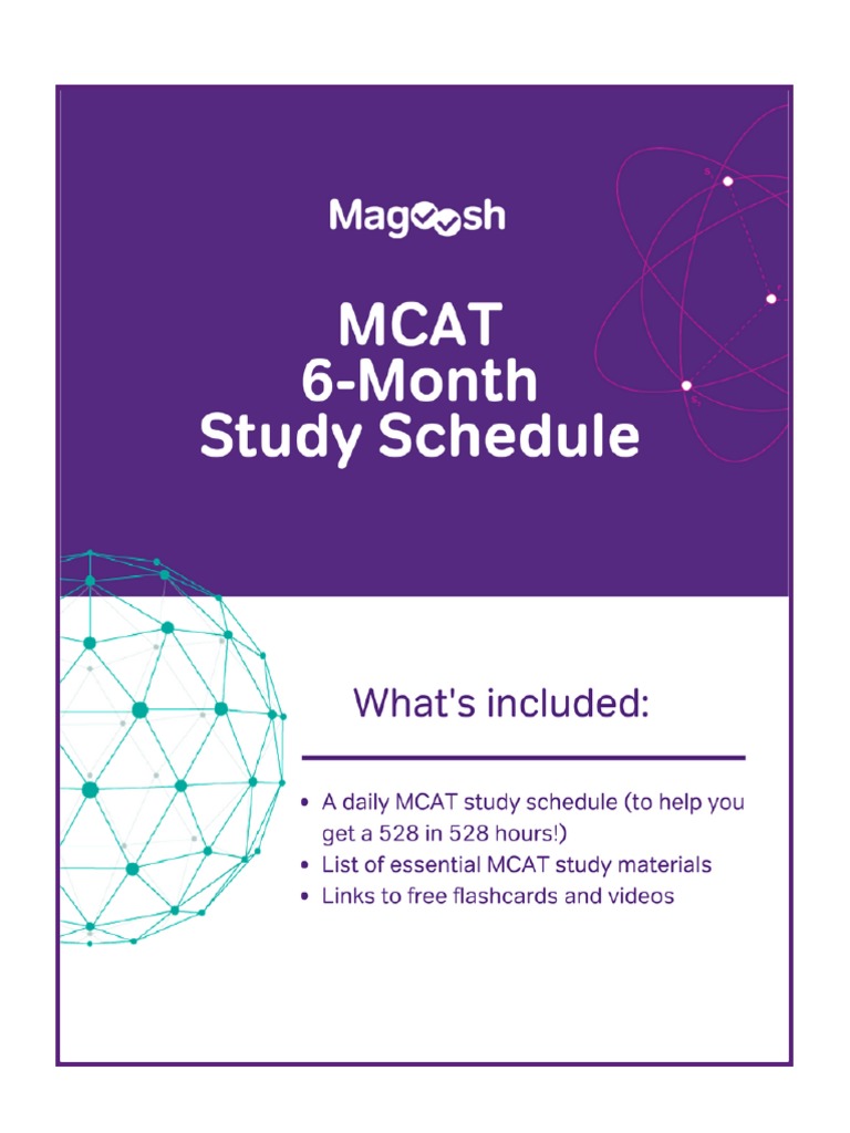 MCAT 6 Month Study Schedule PDF Medical College Admission Test Science