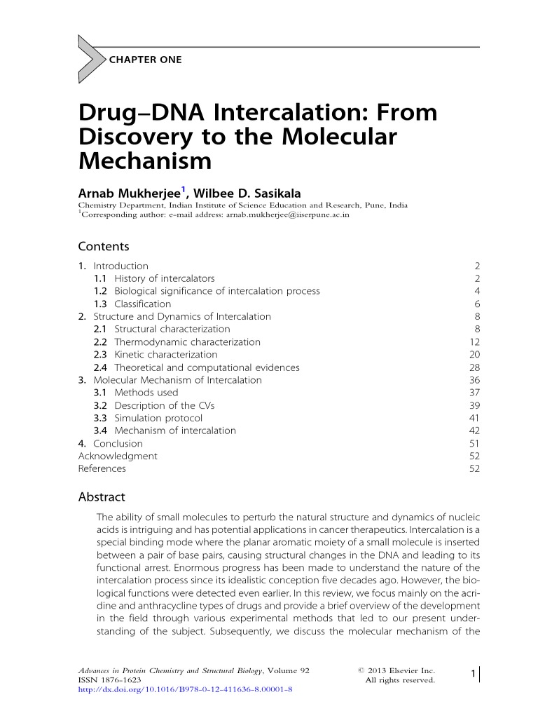 Drug-DNA Intercalation From Discovery To The Molecular Mechanism | PDF ...