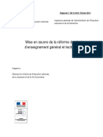 Mise en Œuvre de La Réforme Des Lycées D'enseignement Général Et Technologique