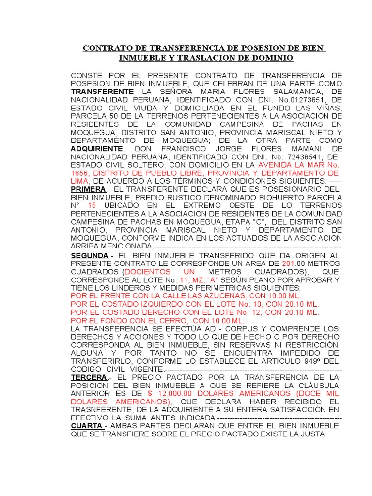 Contrato TransferenciaDePosesion PDF Justicia Crimen y violencia