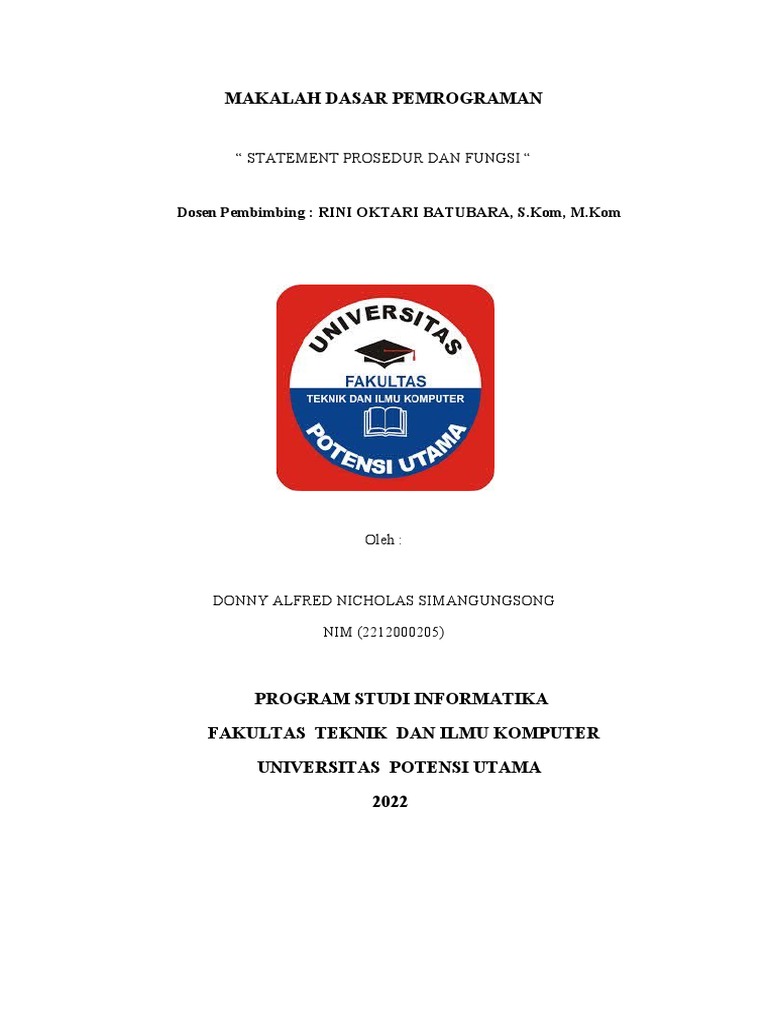 Makalah Dasar Pemrograman Donny 1 | PDF