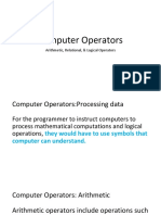 Computer Operators Guide: Arithmetic, Relational & Logical Symbols