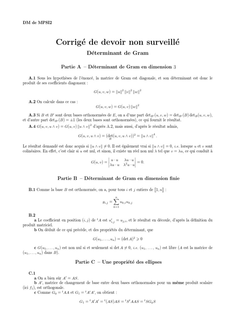 Déterminant de Gram en Dimension 3 | PDF | Matrice (Mathématiques ...