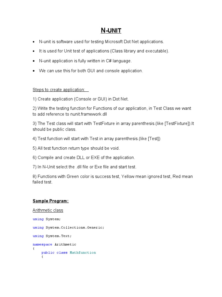N-Unit Testing for Dot Net Applications | PDF | Teaching Methods ...