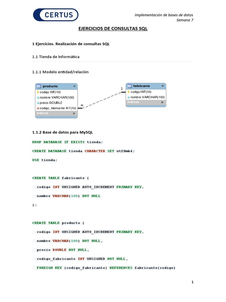 Ejercicios SQL para Base de Datos Tienda | PDF | SQL | Gestión de datos