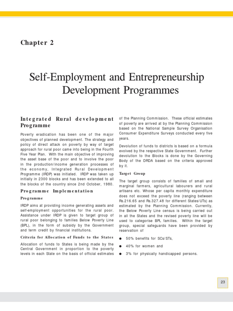 Self-Employment and Entrepreneurship Development Programmes: Integrated ...