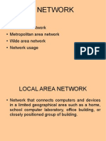 Network: Local Area Network Metropolitan Area Network Wide Area Network Network Usage
