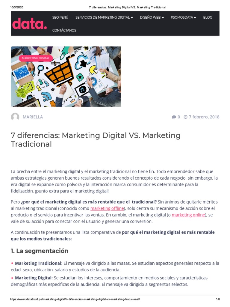 7 Diferencias Marketing Digital Vs Marketing Tradicional Pdf