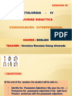 English Class 06. Metalurgia. Iv Sem. Comunicacion Interpersonal