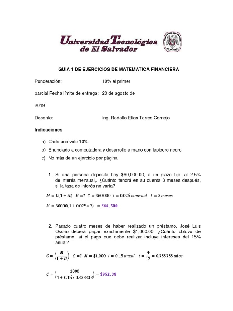 Ejercicios de Matemática Financiera | PDF | Deuda | Responsabilidad ...