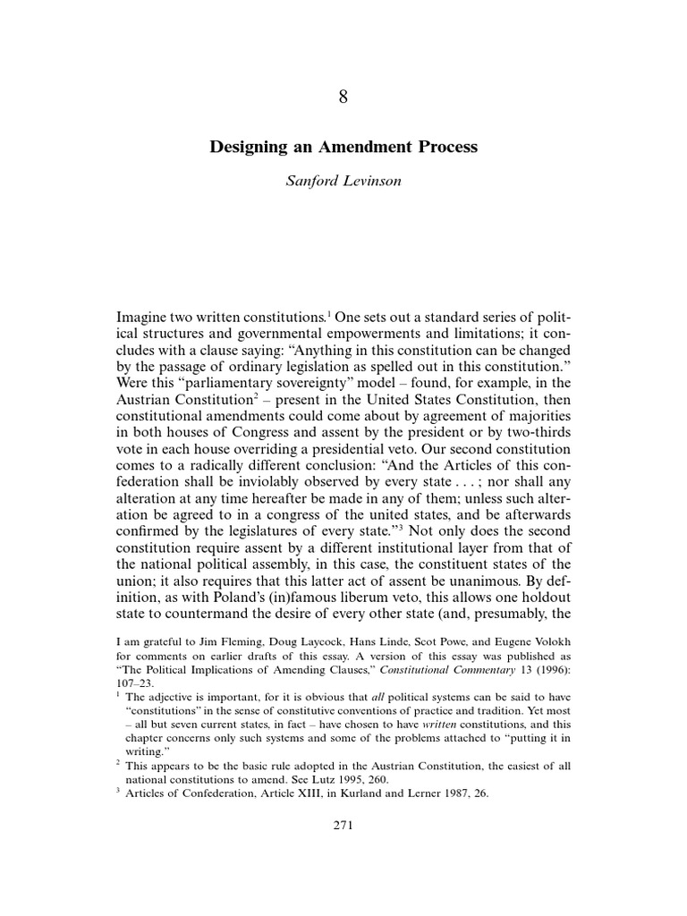 Designing Constitutional Amendments | PDF | Supermajority | Ratification