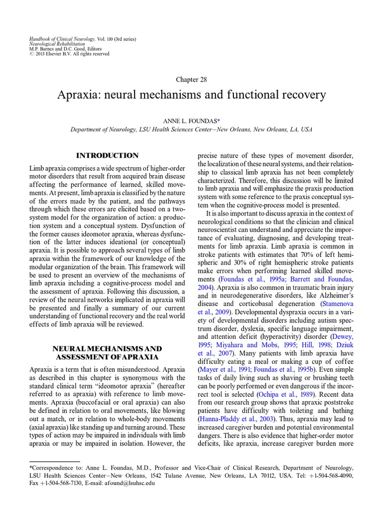 Understanding Limb Apraxia Mechanisms | PDF | Lateralization Of Brain ...