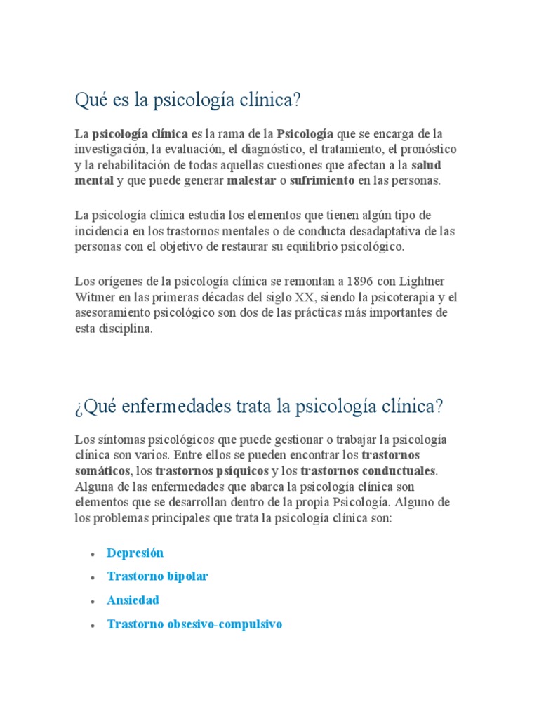 Qu es la psicolog a cl nica pdf psicolog a cl nica trastorno mental