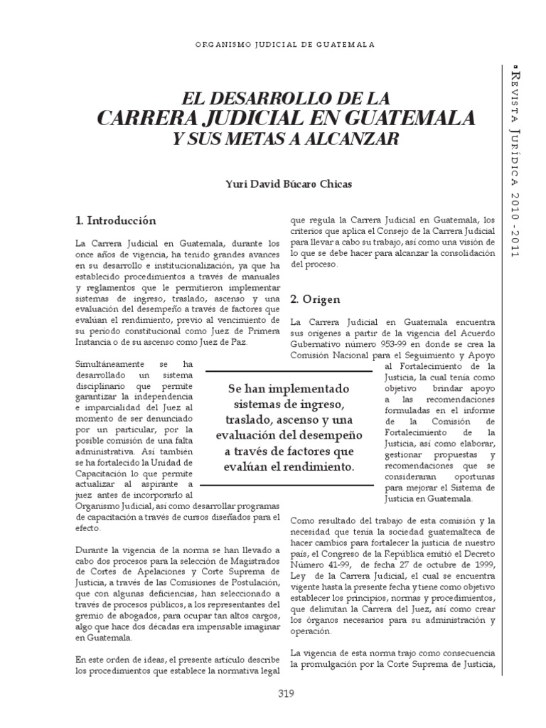 Desarrollo de la Carrera Judicial en Guatemala | PDF | Juez | Tribunal ...