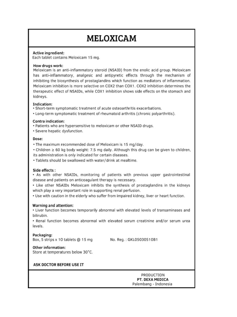 MELOXICAM PRESCRIBING INFO visual data 6