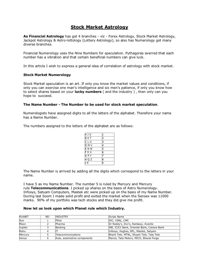 Stock Market Astrology Pdf
