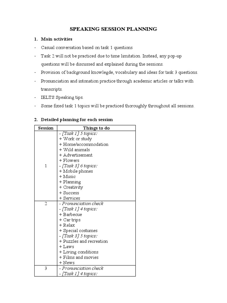 IELTS Speaking Session Planning Guide | PDF | Creativity | Mobile Phones
