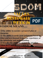 Values Restoration Week36 Wisdom