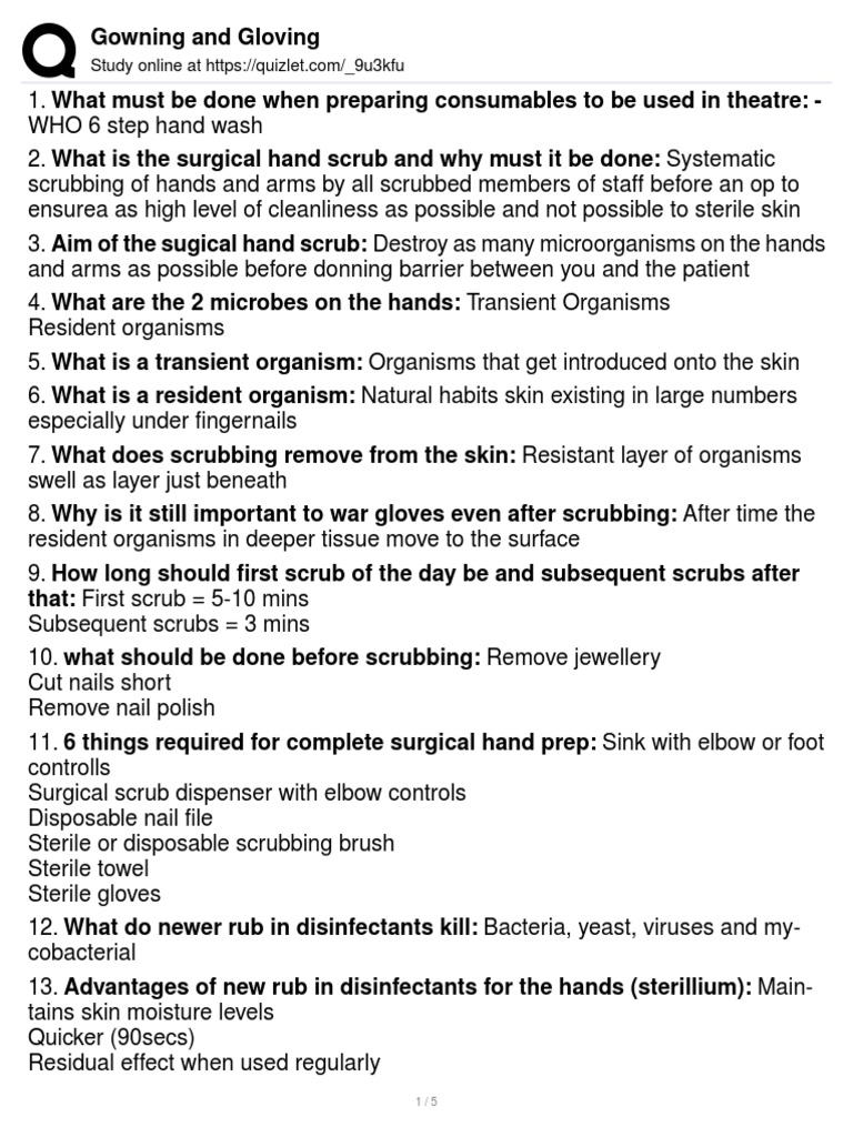 MS Rle Gloving and Gowning PDF Hand Washing Surgery