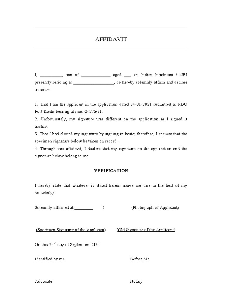 Affidavit Signature PDF