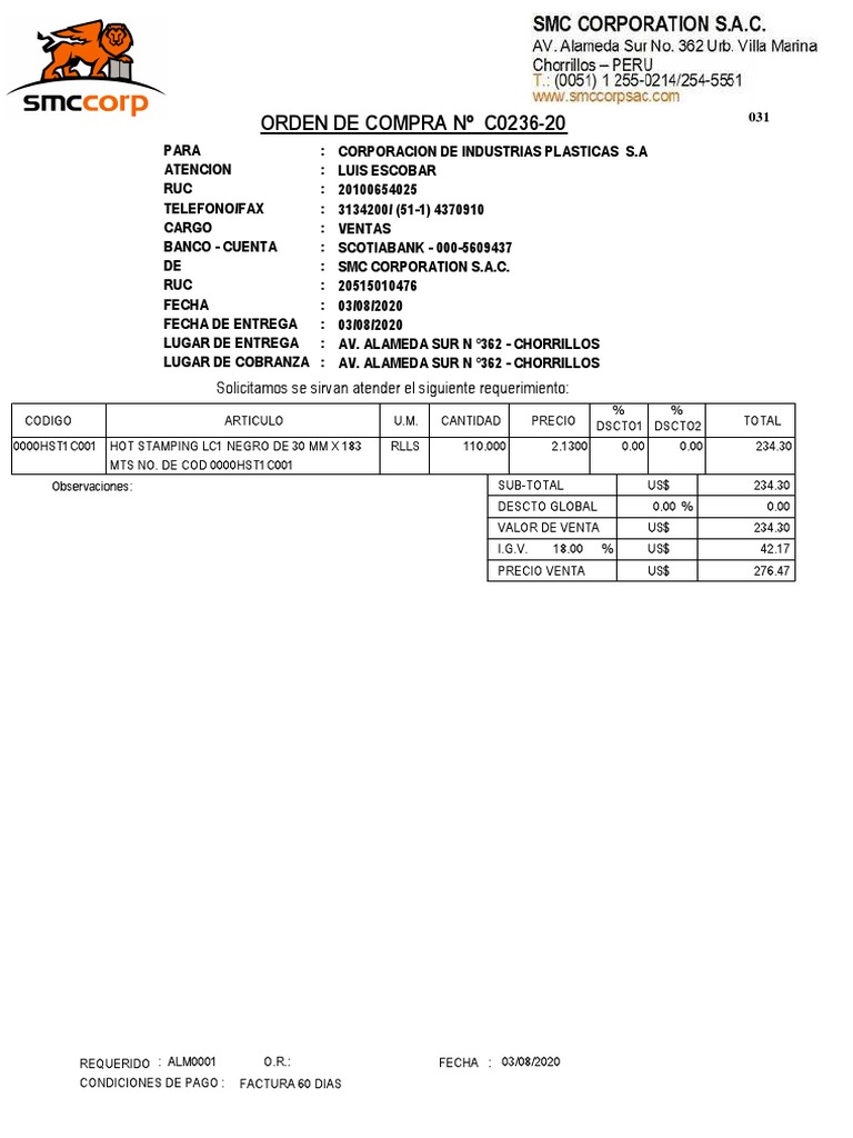 Orden de Compra | PDF