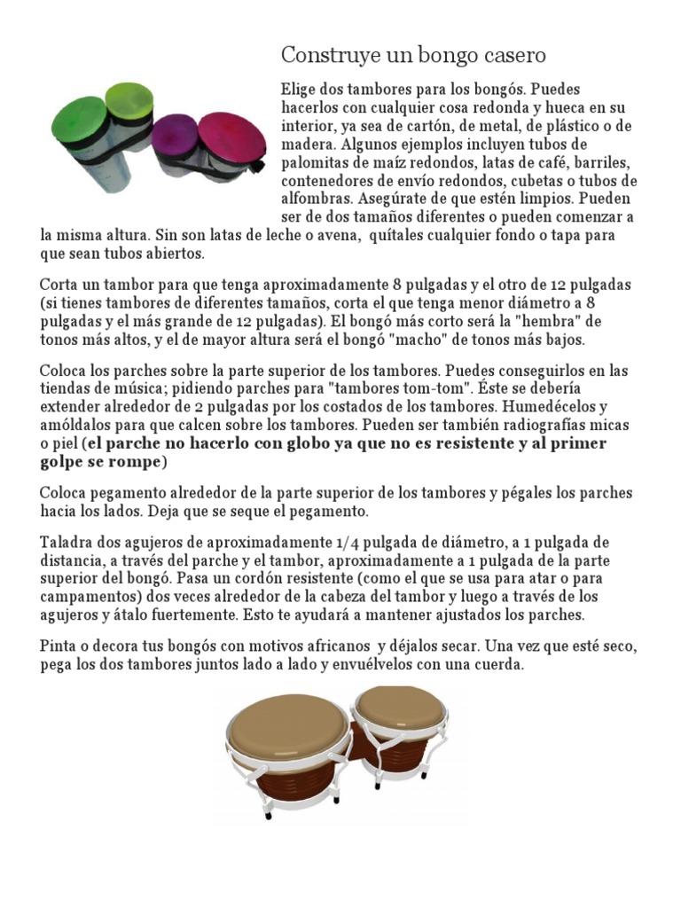 Construye Un Bongo Casero | PDF | Tambor
