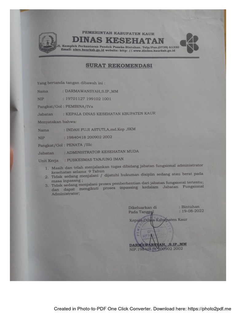 Surat Rekomendasi | PDF