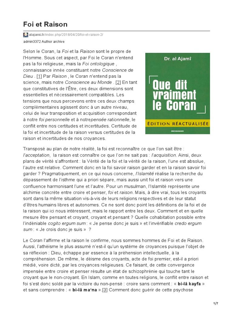 Foi et Raison : Une Convergence Harmonique | PDF | Raison | Dieu