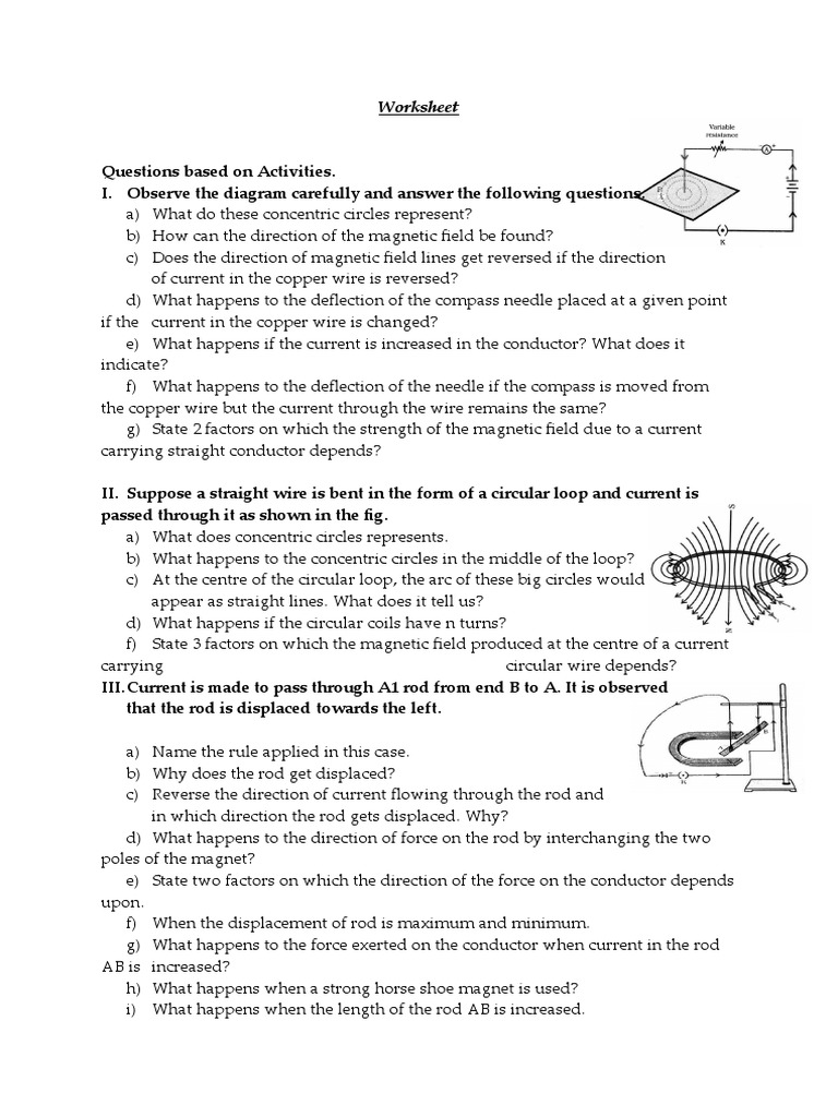 Magnetic Fields and Induction Worksheet | PDF | Electromagnetic ...