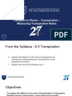 Transport in Plants - Transpiration Rate