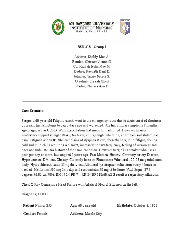 MedSurg Respiratory Case Study PDF Chronic Obstructive Pulmonary