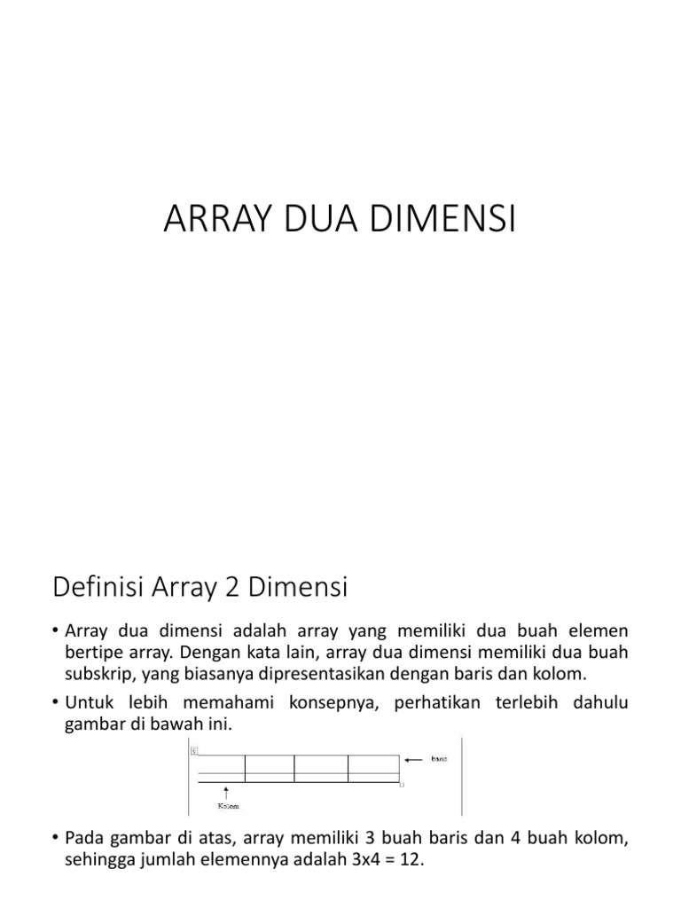 Algoritma2 03 Unindra Array 2dim | PDF
