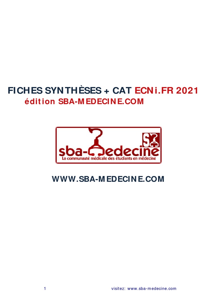 (WWW - Sba-Medecine - Com) Fichess Synthèses + CAT Ecni 2021 | PDF
